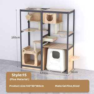Cat Tree moderno di lusso grande struttura per arrampicata a torre di gatto tappeto legno Cat Tree con custodia nascosta per condominio al coperto - Product Image 6