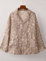 Collection de vêtements d'intérieur 2 pièces 100% chanvre teint à la plante, coupe ample, motif floral intégral, ensemble éthéré pour la maison