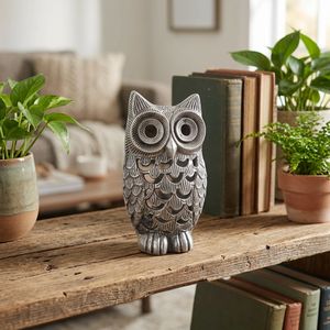 Length-27cms Width-7cms Height-15cms Owl Figurine Modern Animal Sculpture Tabletop Decor Living Room 1PC Carved Design Aluminium - Product Image 2