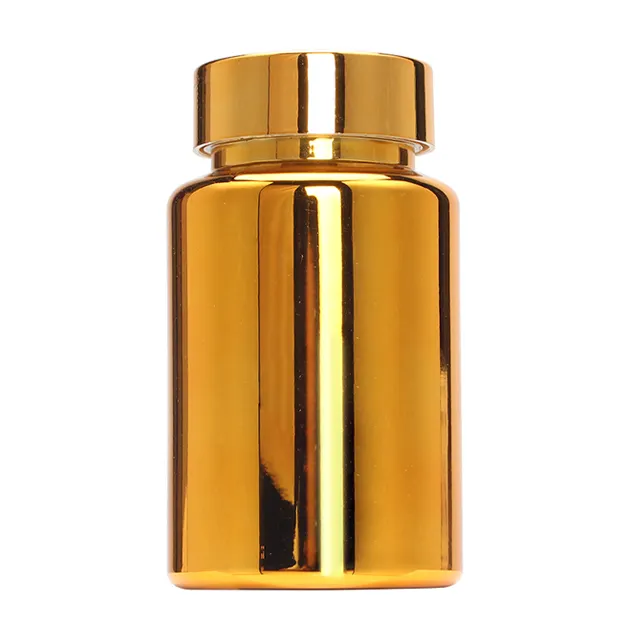 130ml 150ml gold galvani sierter pharmazeuti scher Pillen behälter für Haustiere, leere Plastik kapsel flasche mit goldener Tektor kappe