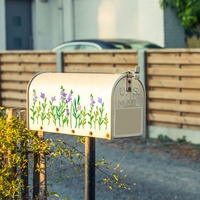 Pochoir décoratif réutilisable en plastique PET écologique motif fleurs sauvages et vigne de cerisier pour peinture sur bois, couleurs blanc/noir, logo personnalisé