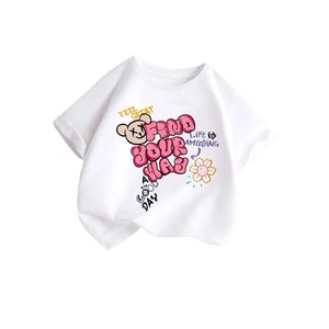 T-shirt in cotone a maniche corte stampata con cartoni animati per bambina, nuovo stile 2026, top estivo traspirante alla moda per bambini - Product Image 5