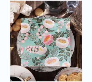 <span class=keywords><strong>Tovaglioli</strong></span> da Cena con Design Floreale Stampato per Decorazioni Festa, Matrimonio ed Eventi Nuziali - 2/3 Veli in Pura Polpa di Legno - Product Image 2