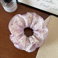Élastique à cheveux en dentelle violette douce, fait main, haute élasticité, style coréen Marubeni pour femme, fraîche et élégante