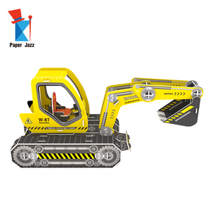 Rompecabezas de papel <span class=keywords><strong>3D</strong></span> al por mayor Mini excavadora de juguete DIY para niños vehículo de ingeniería de montaje - Product Image 2