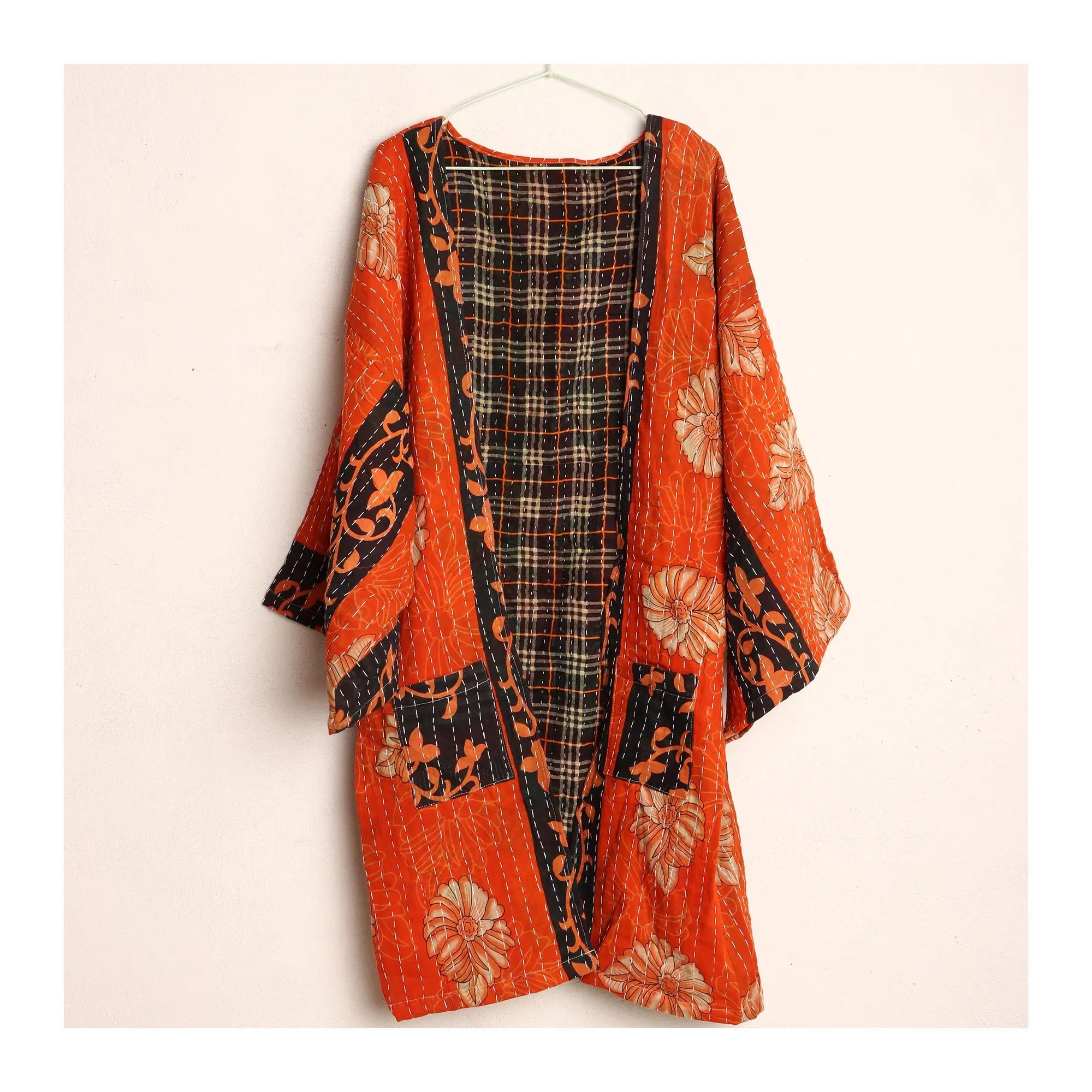 Vintage cotton sari patchwork quilted kantha jacket handmade kantha gudari jackets vintage women's coat