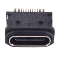 Connecteur femelle USB-C étanche 16 broches à angle droit SMT, montage sur carte à deux pattes, étanchéité IPX7 avec joint torique, assemblage automatisé