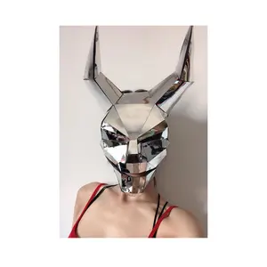 Casco animale maschere complete Cosplay discoteca discoteca Party Stage Show copricapo Space Gold Mirror Tiger Leopard Rabbit Pig Mask
