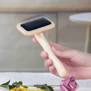 Baoli ODM Wholesale Steel Wire Cleaning Pet Grooming Slicker <strong>Puppy</strong> <strong>Brush</strong> With Long Wooden Handle Slicker <strong>Brush</strong> for Dogs and Cats - Product Image 5
