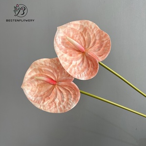 ดอกไม้พลาสติก 3 มิติ ขายดี ดอกอันธูเรียมยางนิ่มเทียม คุณภาพสูง สำหรับตกแต่งบ้าน - Product Image 4