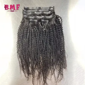 BMF HAIR Seamless Afro Kinky Curly Clip In Human Hair Extension Water Wave Wholesale Hair Extension Bundles Clip In Dropshipping