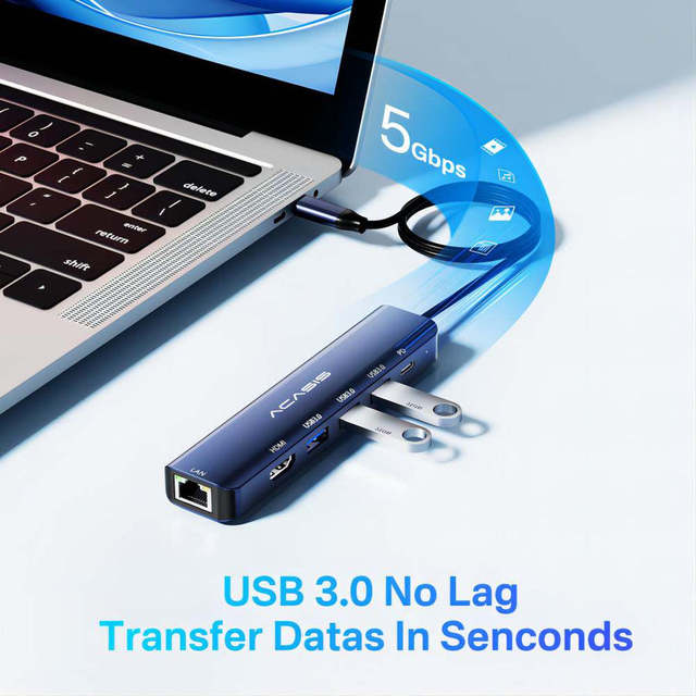 6-in-1 USB C Docking Station , 4K*60Hz HDMI, 1000Mbps Gigabit Ethernet,100W PD 3.0, 5Gbps USB 3.0,Aluminum USB-C Hub for Laptops