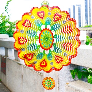 Molinetes de Viento para Adornos de Jardín, Decoración 3D de Metal Mandala de 12 Pulgadas, Decoraciones Colgantes para Exteriores - Product Image 5