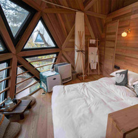 Unité préfabriquée d'hôtel à cadre en acier léger maison dôme géodésique petit bâtiment cabines en bois pour la construction rapide de vacances