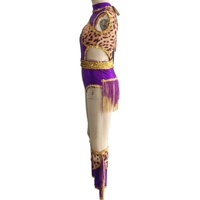 Violet feuille imprimé léopard danse justaucorps Jazz Sequin danse Costume danse porter fou primitif scène Performance Costume