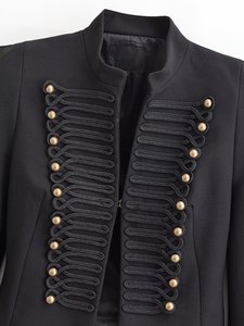 Elegante Cappotto da <span class=keywords><strong>Donna</strong></span> a Maniche Lunghe, Giacca Vintage con Colletto Alto e Doppio Petto, Stile Britannico, <span class=keywords><strong>Blazer</strong></span> <span class=keywords><strong>Corto</strong></span> Elegante - Product Image 3