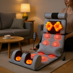 Tapis de massage électrique complet pour le corps, avec chauffage et vibrations, pour le dos, le cou, les pieds et les lombaires, coussin de chaise gris, 30W, 220V, à brancher - Product Image 2