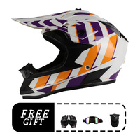 Casque de moto tout-terrain intégral LDQ, ensemble de 3 pièces avec boucle à dégagement rapide, visière auto-teintée, design graphique - Tailles S-2XL