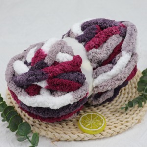 Sợi len móc chenille lụa dày 200g, sợi len chunky mềm mại 100g, chất liệu vải dệt may thời trang, dùng để móc tay - Product Image 2