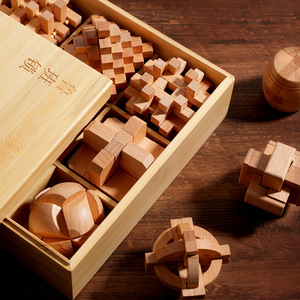 Casse-tête en bloc de bois promotionnel éducatif de poche 3D Puzzle jeu en bois Casse-tête perplexe imbriqué - Product Image 1