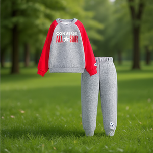 Conjunto de sudadera y pantalones deportivos Converse All Star gris, rojo y blanco para bebés varones - Product Image 3