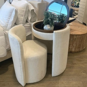 <strong>Modern</strong> Cozy PU Leather Mirror <strong>Vanity</strong> Set With Storage Modular Foldable Design For Bedroom &amp; Hotel Use - Product Image 6