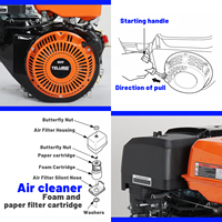 Moteur à essence simple durable 4,2 kW TJ170F à réduction 1/2 vitesse, démarrage électrique, 7 CV, 208 cm³ pour tarières agricoles et élévateurs à grains