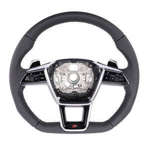 Volant en cuir perforé noir de haute qualité compatible avec <span class=keywords><strong>Audi</strong></span> C8 A6 S6 RS6 A7 S7 RS7 A8 S8 Q7 <span class=keywords><strong>Q8</strong></span> - Product Image 3