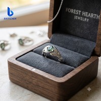 Bague de Fiançailles en Argent Sterling 925 avec Agate Mousse Ronde et Accents de Moissanite, Sertie de Feuilles, Bague de Promesse pour Femme