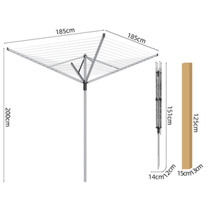 Wireking – grand espace de séchage de 60M pour <span class=keywords><strong>parapluie</strong></span>, supports en métal pour vêtements, ligne de lavage, support de séchage dans la cour extérieure - Product Image 5