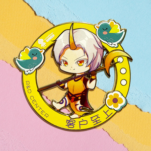 Adorabile Distintivo in Metallo Anime <span class=keywords><strong>Chibi</strong></span> Cavaliere a Cavallo con Illustrazione di Personaggio Fantasy per Collezionisti - Product Image 2