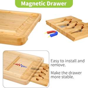 Juego de Tablas de Queso Rectangulares de Madera para Servir, Tabla de Queso de Bambú para el Hogar con Cuchillos de Acero Inoxidable - Product Image 4