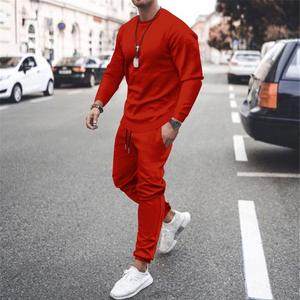 2025 ropa deportiva personalizada conjunto de 2 piezas Slim-Fit sudadera de manga larga pantalones traje informal de Color sólido para verano otoño - Product Image 2