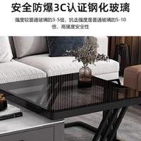Mesa de Centro de Lujo Ligero, Moderna y Sencilla para Sala de Estar, Nueva Mesa de Centro Cuadrada de Vidrio con Losa de Roca para Apartamentos Pequeños