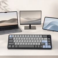 Teclado Mecánico Inalámbrico Tri-Modo Personalizable con Retroiluminación RGB, Perilla Giratoria, Conexión 2.4G, Cableado, Logotipo OEM, Embalaje
