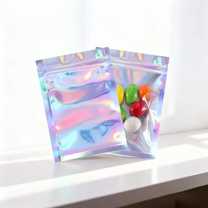 أكياس بلاستيكية مخصصة بالجملة من البولي إيثيلين مع تأثير هولوغرافي، حقيبة تغليف متينة بسحاب، كيس مختوم من <span class=keywords><strong>3</strong></span> جوانب - Product Image 3