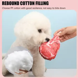 Toptan özel Logo simülasyon biftek interaktif dayanıklı tuval sesli evcil hayvan oyuncağı köpek çiğnemek oyuncak - Product Image 4