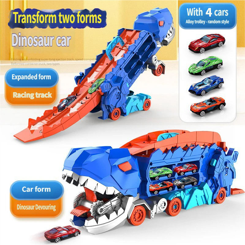 [Blue] Tyrannosaurus Rex Eating Car [with 4 Alloy Mini-Cars]