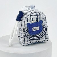 Porte-monnaie en tissu de laine style frais et élégant sur mesure, organiseur pour écouteurs et rouge à lèvres, mini sac à dos, porte-clés