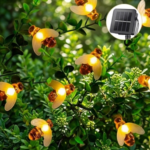Brightown <span class=keywords><strong>Solar</strong></span> Bee Dizili Işıklar 31FT 50 <span class=keywords><strong>LED</strong></span> IP65 Su Geçirmez Dokunmatik Kontrol 8 Aydınlatma Modu Sıcak Beyaz Pil Dahil Bahçe - Product Image 1