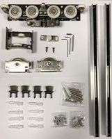 Nouvellement Amélioré : Kit de Quincaillerie et Rail pour Porte Coulissante Magique de Grange à 4 Roues, 47 pouces, à Encastrer, Fixation Murale Flottante, Fermeture Douce