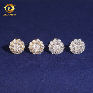 USA Warehouse Bulk in Stock Iced Out Lab Diamond Jewelry Hip Hop VVS Moissanite <strong>Silver</strong> 925 <strong>Stud</strong> Earrings - Product Image 2
