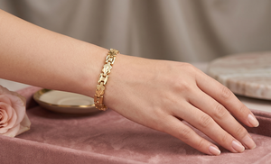 DIVYORO Gold Plated <b>Copper</b> and Brass Chain & Link Women's Classic Style <b>Bracelet</b> Festive Occasion Luxury Daily Wear - Product Image 4