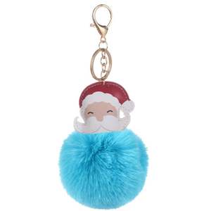 Mode <span class=keywords><strong>pom</strong></span> <span class=keywords><strong>pom</strong></span> mignon lapin gonflé en peluche pelucheux boule de fourrure père noël porte-clés pompons boule de fourrure porte-clés de noël pour les filles charme - Product Image 6