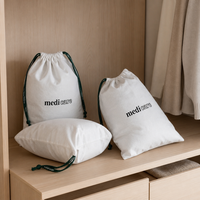Sac à cordon en toile de coton blanc recyclable pour l'emballage de vêtements et de tenues, sac anti-poussière personnalisé avec logo pour sac à main, chapeau, chaussures