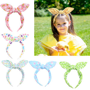 Diademas de Conejito con Orejas de Conejo y Lazo para Niñas, de Tela de Algodón, Accesorios para el Cabello de Niños, para la Primavera y el Festival de Pascua - Product Image 1