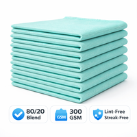 Chiffon de nettoyage en microfibre sans peluches 80/20 300GSM à séchage rapide et sans traces pour vitres et miroirs