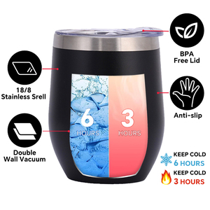 Vaso Térmico de Viaje de 12 oz, Aislado, de Doble Pared, de Acero Inoxidable, sin Tallo, para Vino, Estilo Minimalista para el Hogar y la Escuela - Product Image 4