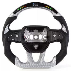 Volant de course en fibre de carbone compatible avec <span class=keywords><strong>Dodge</strong></span> Challenger <span class=keywords><strong>Charger</strong></span> Hellcat 15-23, texture perforée respirante anti-transpiration - Product Image 1