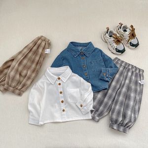 Áo sơ mi denim bé trai bé gái mùa xuân thu Engepapa, áo dài tay chất liệu cotton cho trẻ sơ sinh - Product Image 5